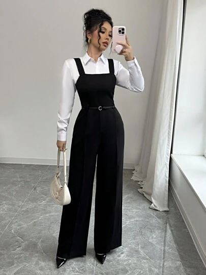 Selianne 女士休闲纯色阔腿连体裤