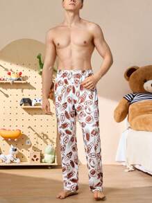 Happy Jammies بنطلون رياضي مرن على الخصر للرجال بطبعات ديكور كاملة
