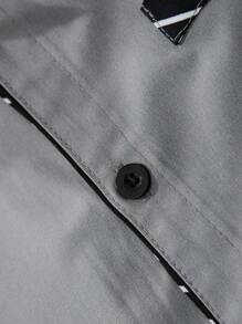 Manfinity Mode 男士休闲短袖简约时尚汗衫，日常穿着 - 灰色 - 查看 5