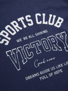 儿童青少年男孩休闲街头风格图案印花贴片圆领套头针织 T 恤