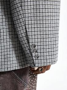 NEON BLANC 男士街头风格格纹编织长袖西装外套，秋冬 - 灰色 - 查看 6