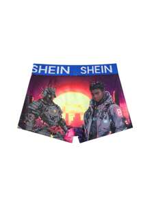 SHEIN 5 stuks verpakking minimalistische boxershorts voor tienerjongens met stadsheldenprint