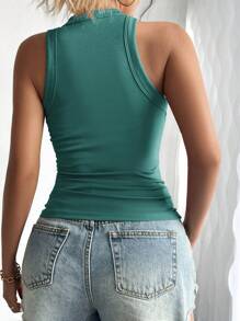 Breezaya Áo ba lỗ Slim Fit thường ngày màu trơn dành cho nữ mùa hè - màu xanh lá - Xem 2