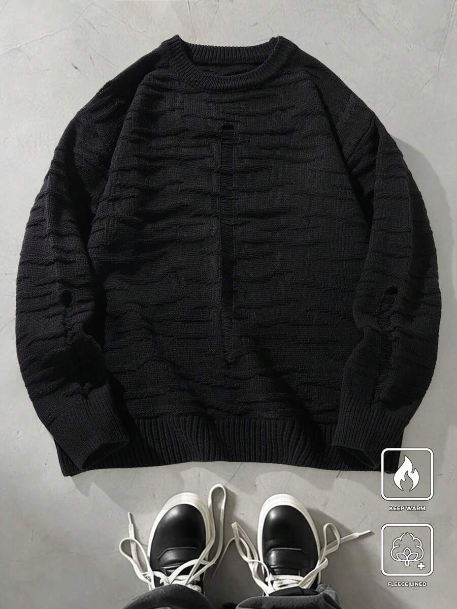 Manfinity EMRG Men's Crew Neck Long Sleeve Casual Knit Sweater - Green - View 1