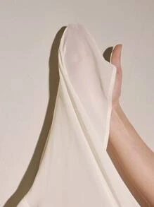 Anewsta 女士优雅荷叶边透明雪纺领衬衫，女士春季服装 - 米色 - 查看 9