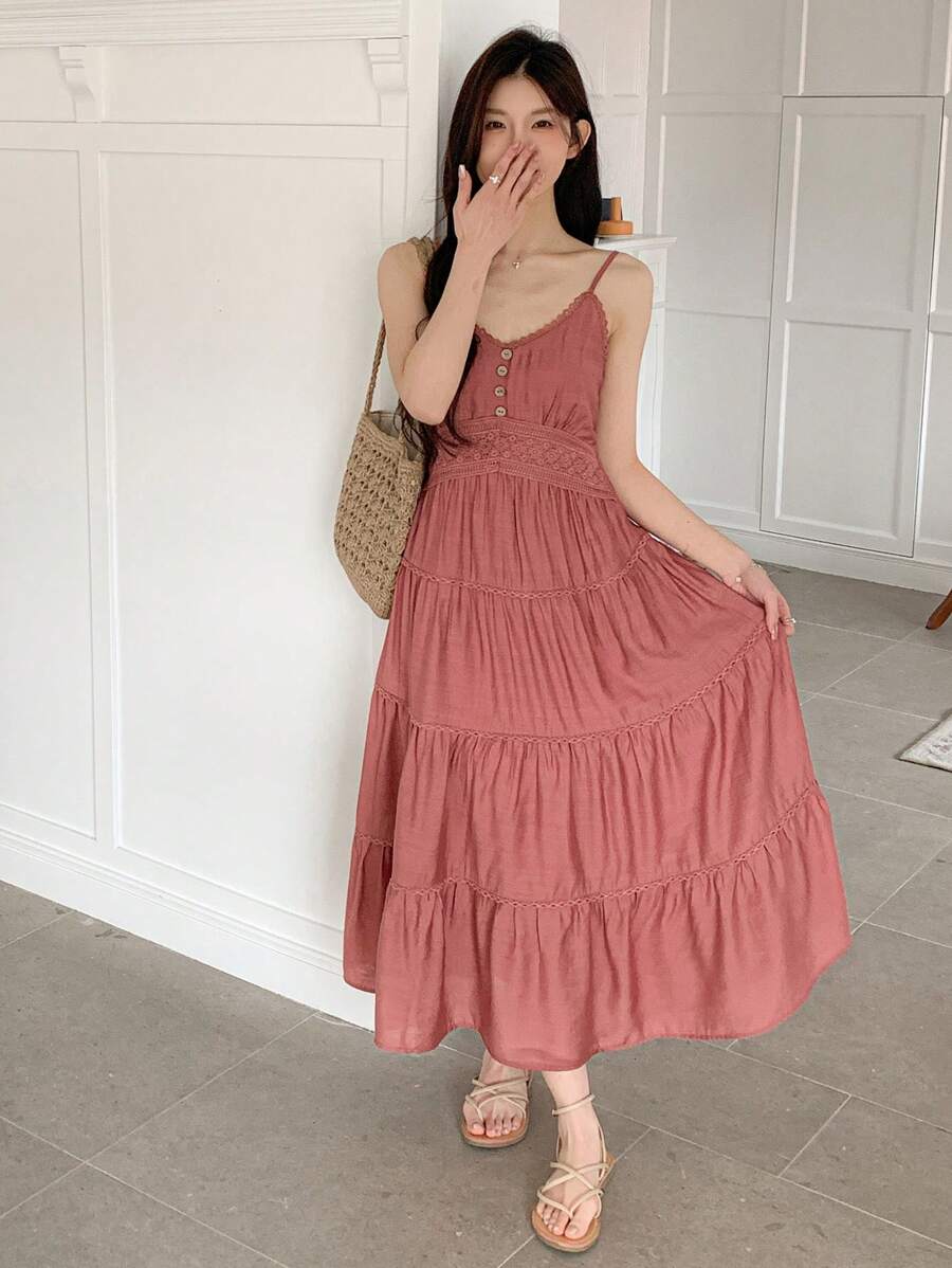 DAZY Vestido midi suelto de verano/primavera para vacaciones, vestidos casuales de mujer