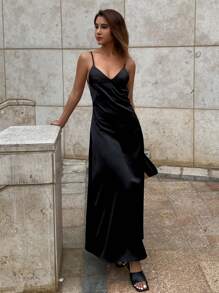 Livesso Solid Color Bodycon Backless Dress, Elegant Holiday Wear For Women, Spring & Summer Elegant Party Women Sundress