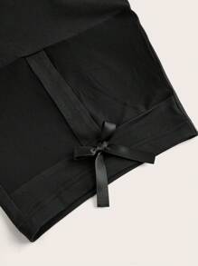 SHEIN EZwear Plus Size 2pcs/Set Black Mesh Bow Patchwork