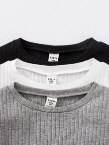 Set 3 bucăți pentru fete Tween, tricot cu nervuri, cu mânecă lungă, cu decolteu turnat