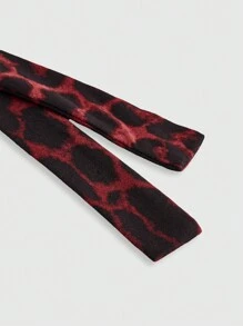 ROMWE Goth Y2K Millennium Red Leopard Print Tie-Up Patchwork Skull Rose Rhinestone T-Shirt - Black - View 4