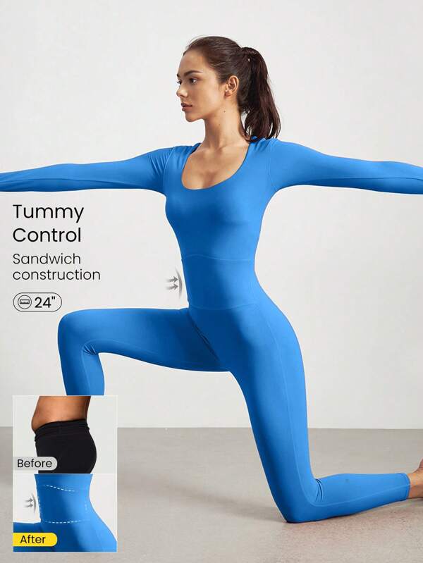 GLOWMODE Featherfit™ Monos De Control Abdominal Con Cuello Redondo Y Pierna Completa