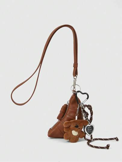 Kawaii 1 Stück süße Y2K College Stil Münzbörse für Frauen mit Bär Anhänger Accessoire