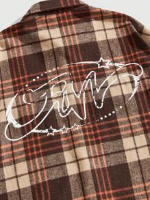 ROMWE MEN Street Life Men's Plaid Loose Cropped Boxy Jacket - Multicolor - View 4