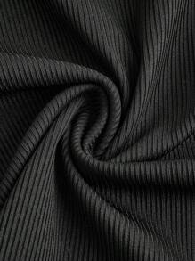 SHEIN ICON Camiseta de manga larga ajustada y corta con cuello alto en estilo Y2K, a juego para familia/hermanas en negro y blanco