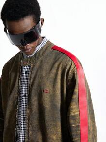 NEON BLANC 男士街头时尚黑色牛仔长袖夹克，适合秋冬 - 黑色 - 查看 4