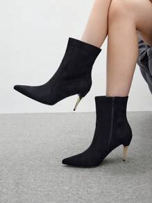 CUCCOO BIZCHIC Women's Black Pointed Toe Fashion High Heel Ankle Boots Valentines - Black - View 3