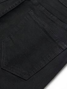 Manfinity EMRG Men's Pocket Ripped Skinny Casual Jeans - Black - View 5