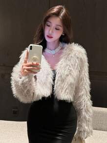 DAZY Women Fluffy Coats Women Jacket,Fall Women Clothes Faux Fur Coat