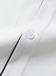 Áo sơ mi nam tay ngắn cài khuy đơn màu tương phản thường ngày Manfinity Mode dành cho nam, ngày lễ tình nhân nam, quà tặng bạn trai, ngày lễ tình nhân nam, quà tặng bạn trai, áo sơ mi tay ngắn, áo sơ mi nam cài nút, áo sơ mi nam màu trắng - trắng - Xem 6