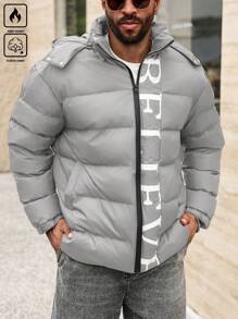 Manfinity CasualMax Plus Size Men Winter Zip-Up Jacket, Simple & Fashionable For Casual Daily Wear