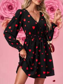 SHEIN Clasi Rochie scurtă ocazională cu cravată în talie de Ziua Îndrăgostiților