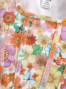 SHEIN Parte superior de punto con estampado floral lindo de verano para bebé niña - Multicolor - Ver 8