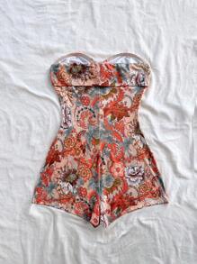 Soleia 女式复古印花抹胸扭纹针织连体裤，秋冬合身度假装，情人节，女士度假装，女士夏季装，狂欢节 - 彩色 - 查看 3