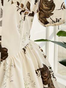 Ceyna Vestido corto de verano de manga corta con estampado floral, minimalista y elegante para talla grande