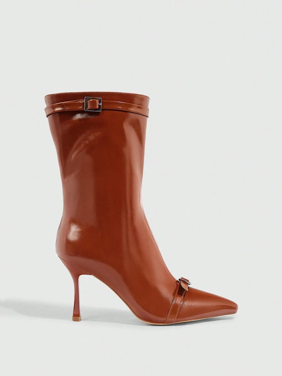 CUCCOO SZL Women's Fashionable Pointed Toe High Boots, Elegant For Parties & Winter Wear Valentine's Day - Camel - View 1