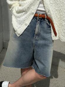 DAZY Men's Summer Solid Blue Denim Shorts - Blue - View 4