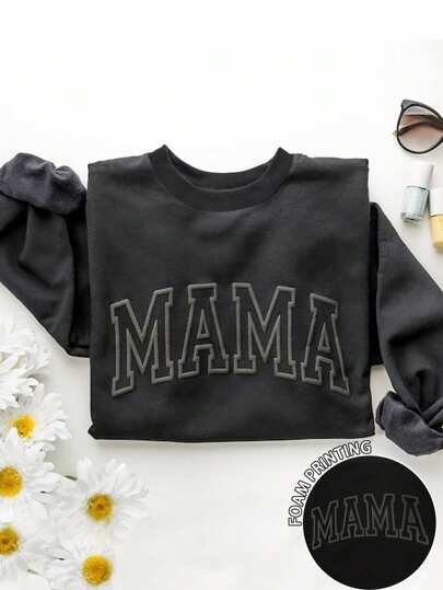 INAWLY Moms Commemorative Sweatshirt, With Puff Sleeves, Foil Lettering, And Printed Floral Pattern For Women Graduation,Back To School,Graduation,Teacher,Back To School Pullover Fall