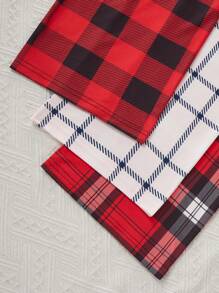 Set de 3 pantalones de pijama con cintura elástica y estampado a cuadros casual