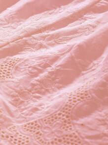 SHEIN 2pcs/Set Tween Girl Ruffled Embroidered Shorts Set - Pink - View 5