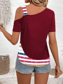 Breezaya Blusa casual de mujer con parches de unicolor y mangas cortas