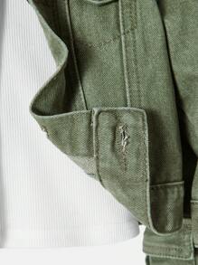SHEIN Ensemble de 2 pièces pour bébés garçons : une veste en jean à manches longues décontractée et un pantalon en jean avec poches cargo, pour une tenue de sortie