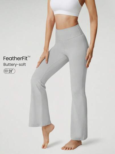 GLOWMODE 31" FeatherFit™ Yoga Flare Leggings Buttery-Soft Tummy Control Fitness Bootleg Trousers