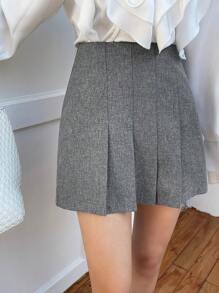 DAZY 女士纯色褶皱简约休闲迷你裙