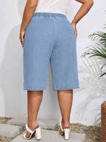 EMERY ROSE Plus Size Dames Taille Strik Zak Losse 7/8 Lengte Casual Jeans