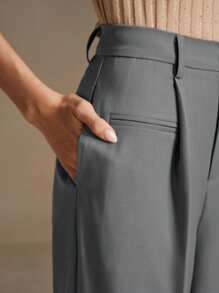 Anewsta Women Classic Straight Suit Pants, Elegant Commuter Chic Modest Style, Suitable For Spring/Summer Vacation & New Year Wide Leg Pants High Waisted Pants Women Pants Elegant Grey Pants Women S Pants