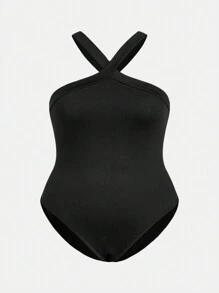 SHEIN EZwear Body casual de unicolor para mujer de talla grande