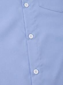 SHEIN Casuvi Kids 1 件男童简约干净休闲蓝色衬衫，百搭