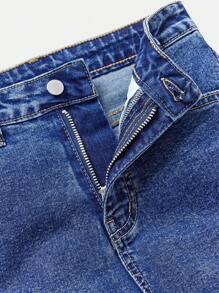 SHEIN Tween Boys' Stonewashed Distressed Denim Blue Jeans,For Kids Spring/Summer Clothes - Dark Wash - View 3