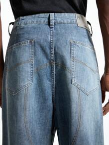 NEON BLANC 男士街头风喇叭编织长牛仔裤 - 藍色 - 查看 5