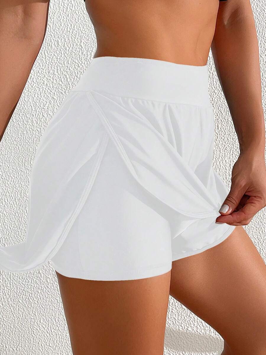 Swim Lushoire Women's Solid Color Side Split Beach Pants For Summer Vacation