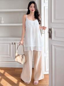 DAZY Women's Plain Chiffon Casual Elegant Summer Camisole Top