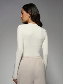 MISSGUIDED 长袖紧身衣 修身 秋冬分层必备 圆领 修身 无缝 基本款 日常穿着 保暖