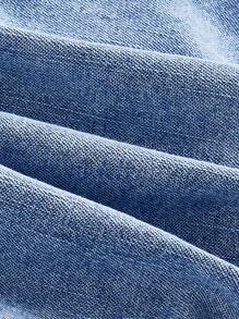 SHEIN MOD Short en jean bleu décontracté taille basse ultra court pour femmes