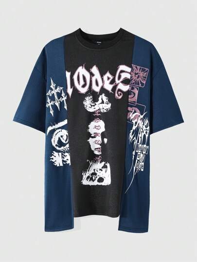 Goth قميص تي شيرت رجالي بتصميم باتشوورك أسود غوثي، للارتداء اليومي العادي، للربيع والصيف، وحفلات الهالوين