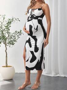 SHEIN Vestido casual de maternidad, simple y de moda para uso diario