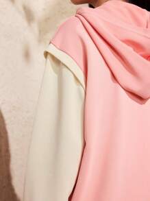 SHEIN قطعة واحدة من كنزة الفتيات المراهقات، كنزة بتصميم كتل لونية وردية وشعار كاجوال، أسلوب العودة إلى المدرسة في فصل الخريف، مريحة للمدرسة والأنشطة الخارجية والحفلات - وردي - مشاهدة 5